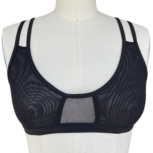 NWT Chaser Double Strap Mesh Bralette Bra Black Small - Picture 1 of 9